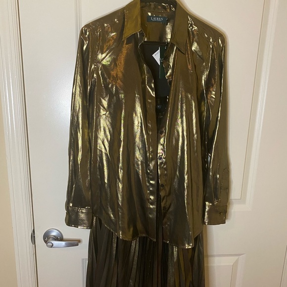Ralph Lauren gold 2 piece skirt and shirt set - Picture 1 of 1